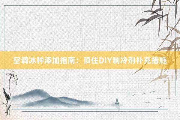 空调冰种添加指南：顶住DIY制冷剂补充措施